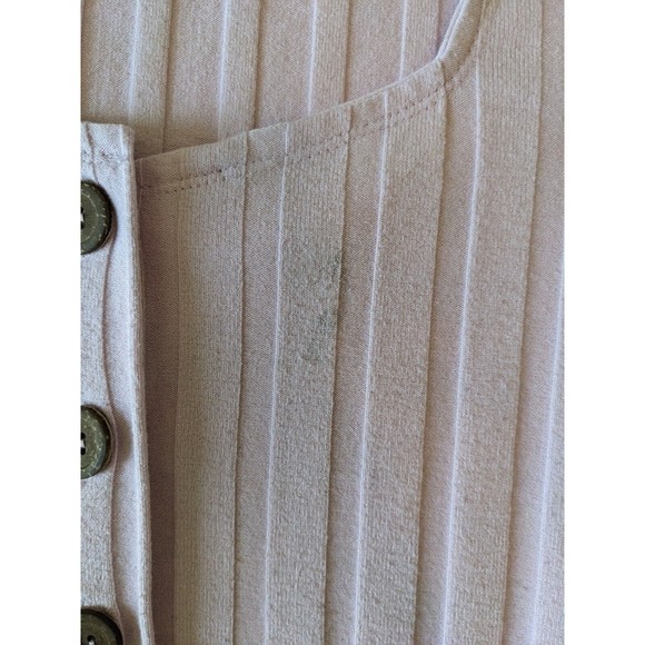 FREE PEOPLE Central Park Women's Blush Pink Ribbed Knit Button Down Top Size S - Picture 5 of 8